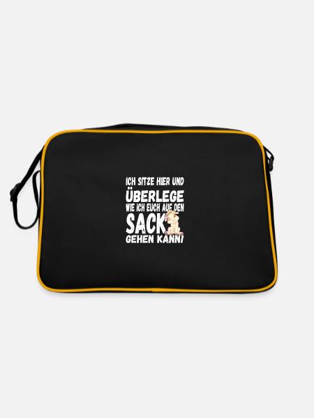 Auf den Sack gehen kann - für eine Zicke - Retro Tasche - Schwarz/Gold - Hinten