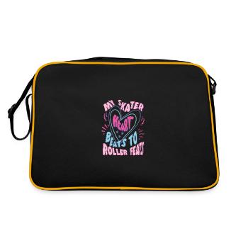Rollerskater Party Skater Heart Beats To Feats - Retro Tasche - Schwarz/Gold - Hinten