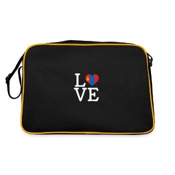 I love Mongolia, Mongolian flag mongolia - Retro Bag - black/gold - Back