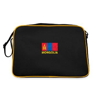 Mongolia, Mongolian flag mongolia - Retro Bag - black/gold - Back