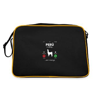 Peru Is Calling And I Must Go, peruvian peru - Retro Bag - black/gold - Back