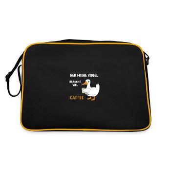 Ente Kaffee Spruch - Retro Tasche - Schwarz/Gold - Hinten