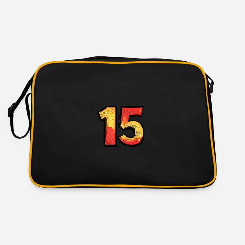 15 Zahl Comic - Retro Tasche - Schwarz/Gold