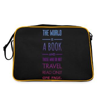 The world is a book. - Retro Tasche - Schwarz/Gold - Hinten