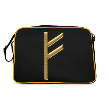 Rune Fehu - luck, prosperity & personal power - Retro Bag - black/gold - Back