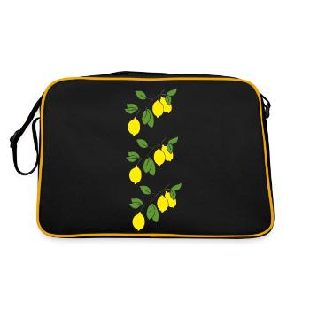 zitronen zweige dreifach - Retro Tasche - Schwarz/Gold - Hinten