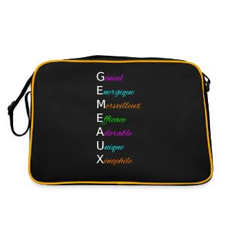 Gémeaux Génial Energique Merveilleux Efficace - Sac Retro - noir/or - Dos