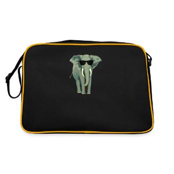 Elephant with sunglass - Retro Tasche - Schwarz/Gold - Hinten