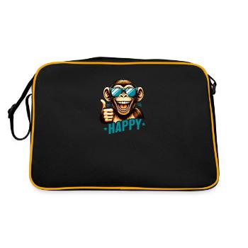 "Happy-go-Lucky Monkey: The coolest monkey in the jungle - Retro Bag - black/gold - Back