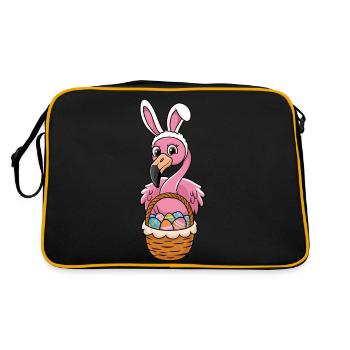 Joli flamant rose de Pâques avec panier de Pâques - Sac Retro - noir/or - Dos