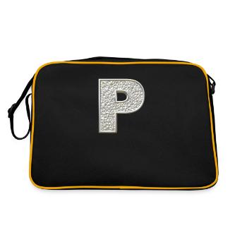 P, lettre, lettre P, initiale, initiale P, monogramme, - Sac Retro - noir/or - Dos