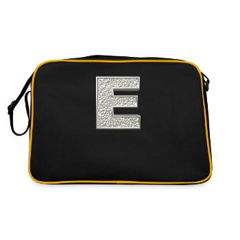 E, letter, letter E, initial, initial E, monogram, - Retro Bag - black/gold - Back