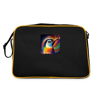 Pingouin coloré, design unique, - Sac Retro - noir/or - Dos