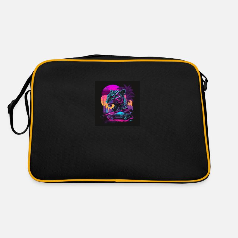 Tiger with neon colors, synthwave / 80s Retro Bag