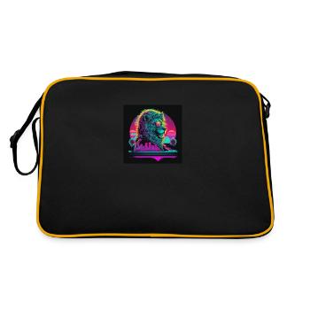 Lion aux couleurs néon, synthwave / années 80 - Sac Retro - noir/or - Dos
