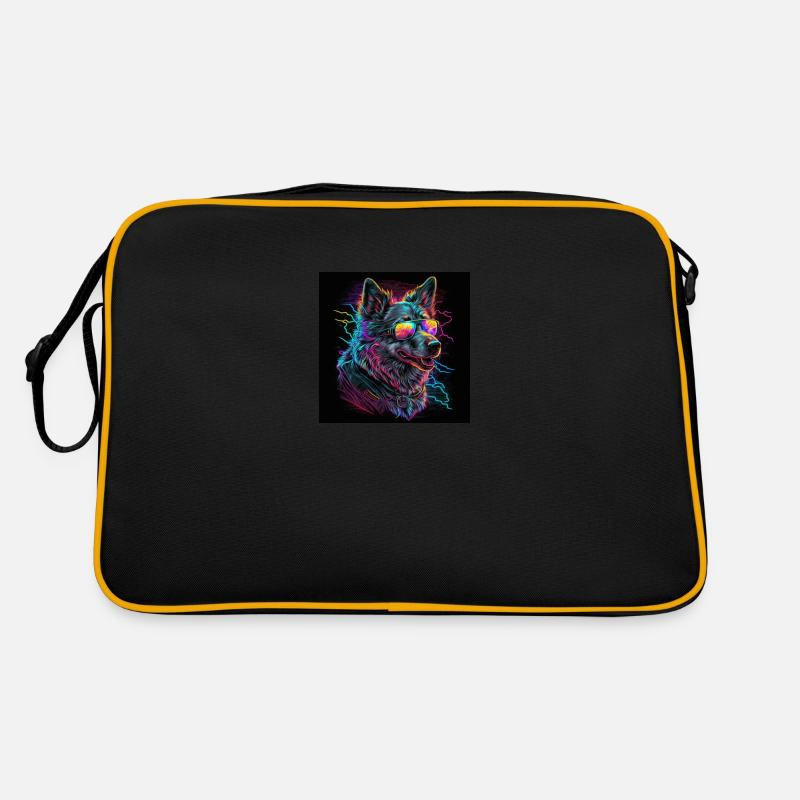 Chien aux couleurs néon, synthwave / 80s Sac Retro