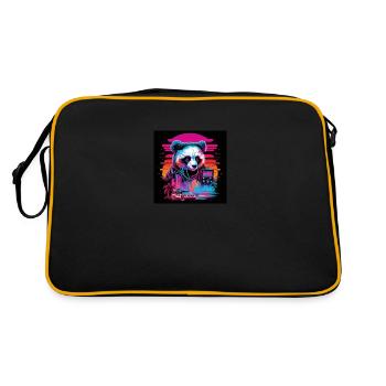 Panda aux couleurs néon, synthwave / 80s - Sac Retro - noir/or - Dos