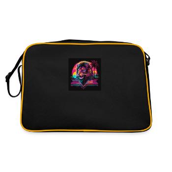 Lion aux couleurs néon, synthwave / années 80 - Sac Retro - noir/or - Dos