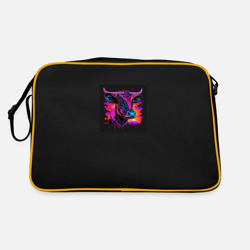 Vache aux couleurs néon, synthwave / 80s Sac Retro