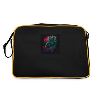 Paon aux couleurs néon, synthwave / 80s - Sac Retro - noir/or - Dos