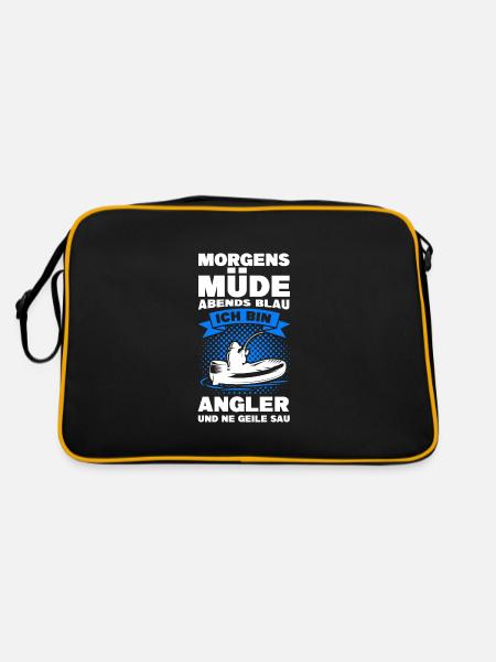 Angeln Fisch Fischer Angler Angeln Geschenk - Retro Tasche - Schwarz/Gold - Hinten
