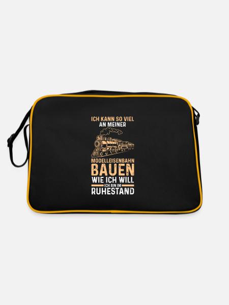 Eisenbahn Rentner Modelleisenbahn Geschenk - Retro Tasche - Schwarz/Gold
