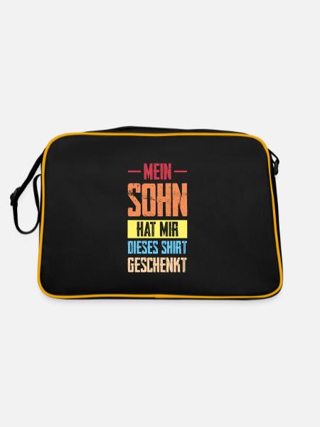 Sohn Familie Söhn Geschenk - Retro Tasche - Schwarz/Gold - Hinten