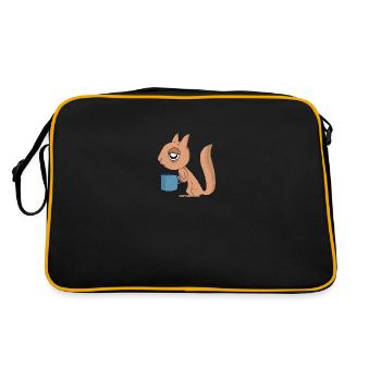 Eichhörnchen müde - Retro Tasche - Schwarz/Gold - Hinten