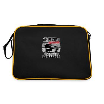Auto Führerschein bestanden behalten - Retro Tasche - Schwarz/Gold - Hinten