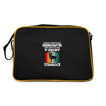 Geburtstag Sternzeichen Retro Steinbock - Retro Tasche - Schwarz/Gold - Hinten