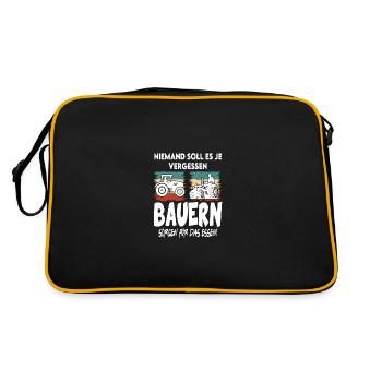 Bauern sorgen für das Essen Protest - Retro Tasche - Schwarz/Gold - Hinten