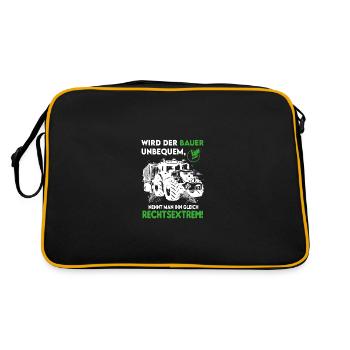 Bauern Proteste Demostration Politik Rechtsextrem - Retro Tasche - Schwarz/Gold - Hinten