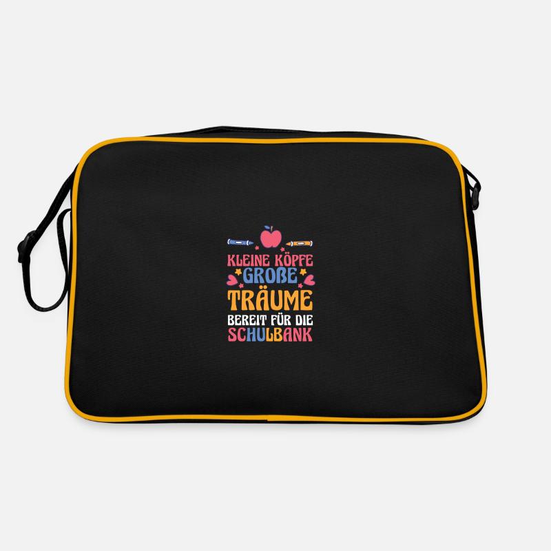 Kita sortants entrant à l'école écolier commençant l'école Sac Retro