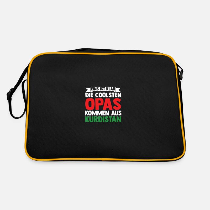 Kurden Opa Großvater Kurdistan - Retro Tasche - Schwarz/Gold