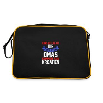 Kroaten Oma Großmutter Kroatin Hrvatska Kroatien - Retro Tasche - Schwarz/Gold - Hinten