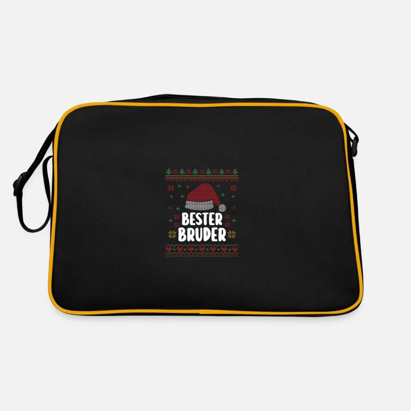 Weihnachten Weihnachtsmann Bester Bruder - Retro Tasche - Schwarz/Gold