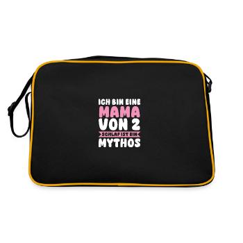 Mama Von 2 Kindern - Retro Tasche - Schwarz/Gold - Hinten