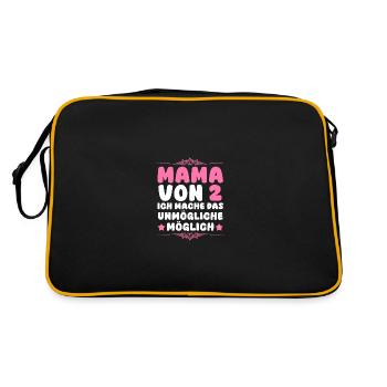 Mama Von 2 Kindern - Retro Tasche - Schwarz/Gold - Hinten