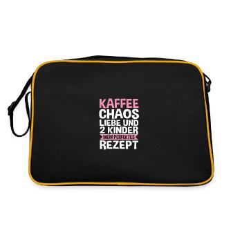 Mama Von 2 Kindern - Retro Tasche - Schwarz/Gold - Hinten