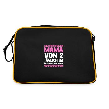 Mama Von 2 Kindern - Retro Tasche - Schwarz/Gold - Hinten
