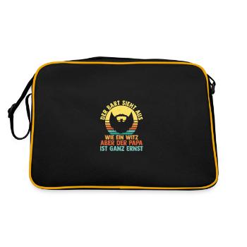 Papa Mit Bart - Retro Tasche - Schwarz/Gold - Hinten