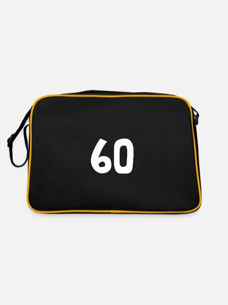 60. 60 JAHRE. 60-JÄHRIGES JUBILÄUM. 60. GEBURTSTAG. - Retro Tasche - Schwarz/Gold - Hinten