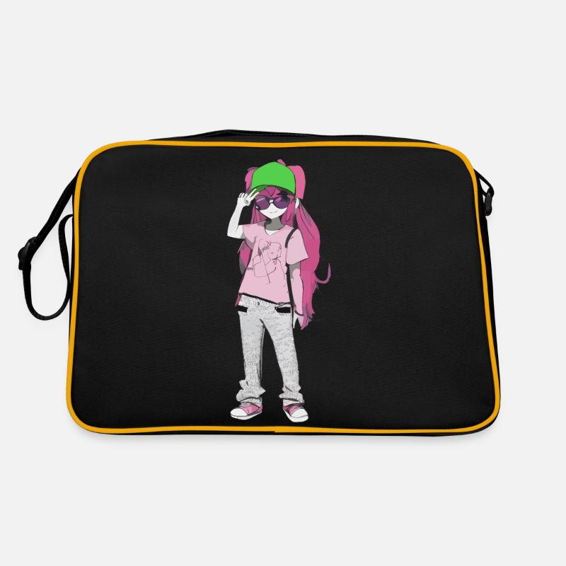 Madchen - Retro Tasche - Schwarz/Gold