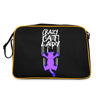 Chat fou Dame Texte Folle Femme Chats Amour - Sac Retro - noir/or - Dos