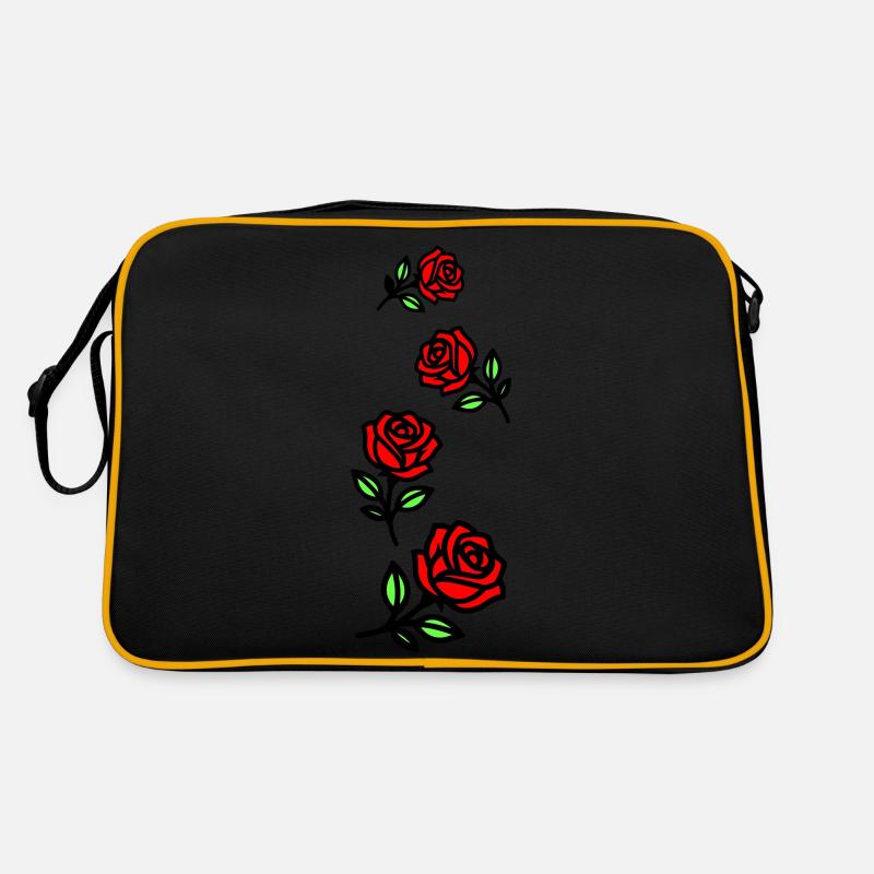 Rosen Blumen - Retro Tasche - Schwarz/Gold