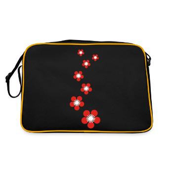 kirschblüten - Retro Tasche - Schwarz/Gold - Hinten