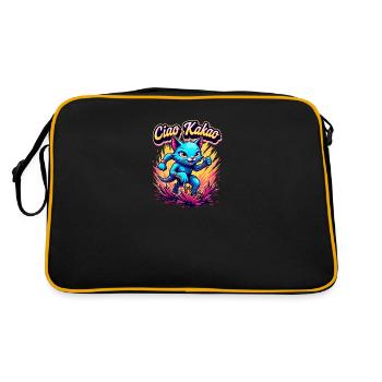 Ciao Kakao rennende Katze Matschlauf Laufshirt - Retro Tasche - Schwarz/Gold - Hinten