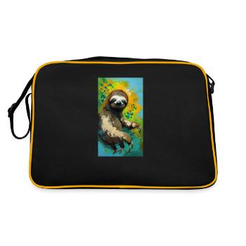 Peinture de paresseux Faultier gemälde kunst BD art - Sac Retro - noir/or - Dos