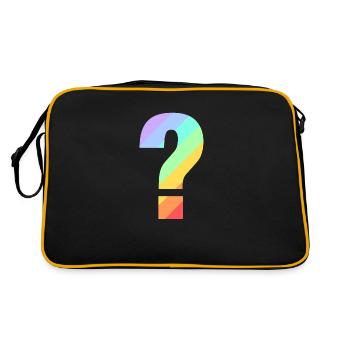 Regenbogen Fragezeichen - Retro Tasche - Schwarz/Gold - Hinten