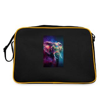 Elefanten Portrait - Retro Tasche - Schwarz/Gold - Hinten